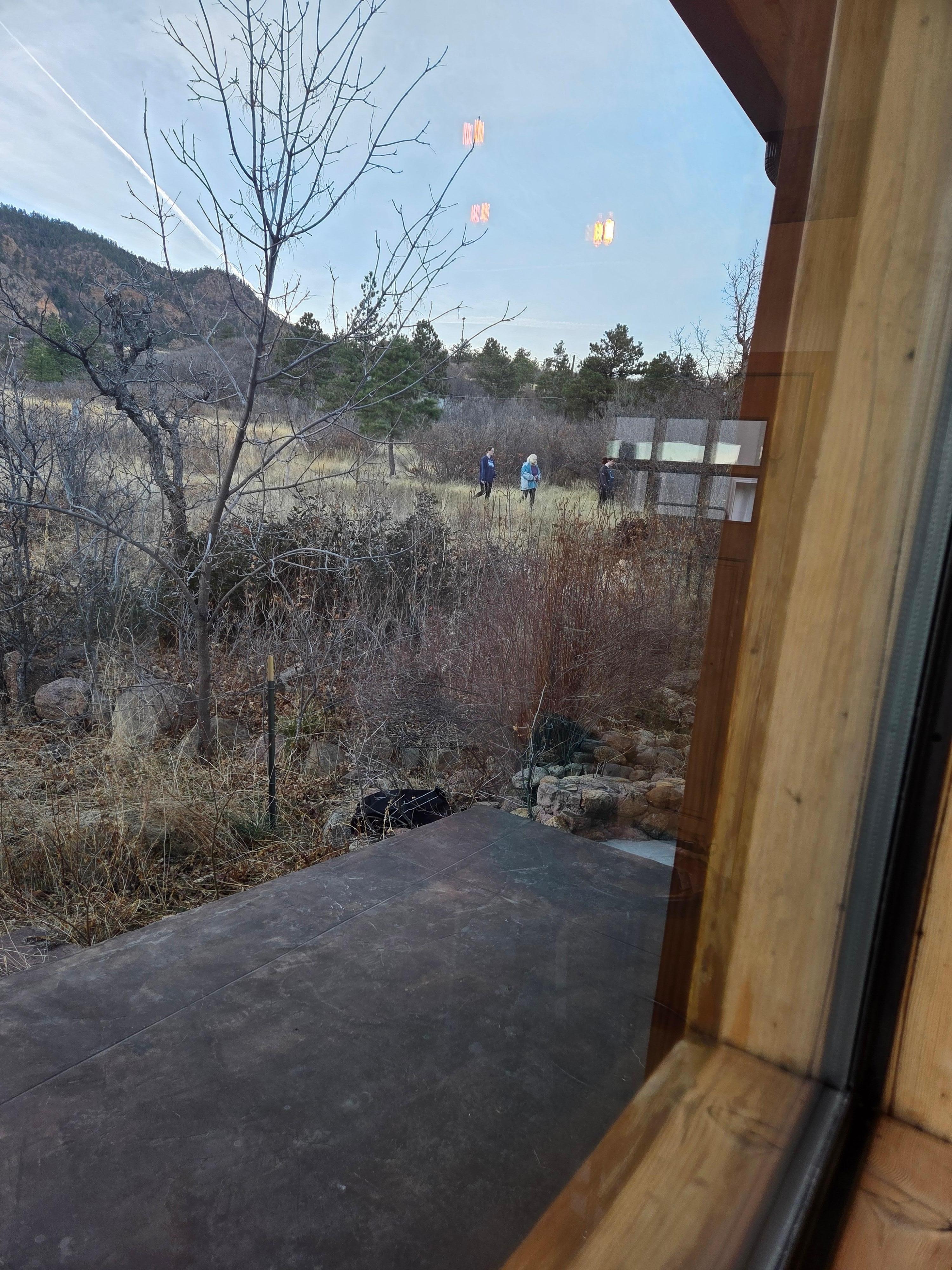 Looking out at one of the trails just outside the house