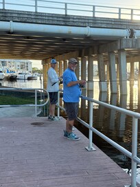 My husband and his son fishing at Crane Creek. The boardwalk along Crane Creek is literally 150 yards from the condo.