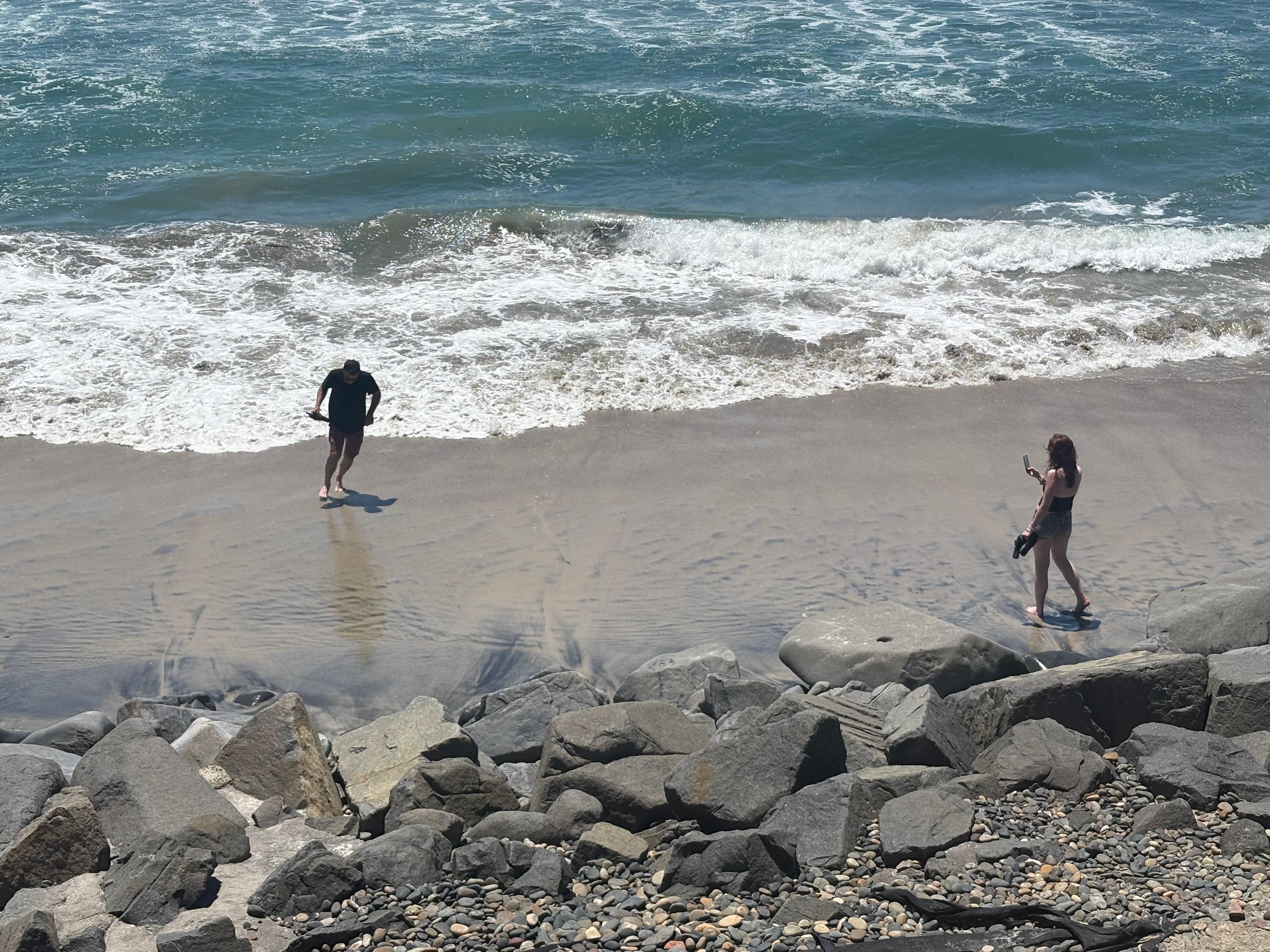 Playing right out front of the house during low tide! 