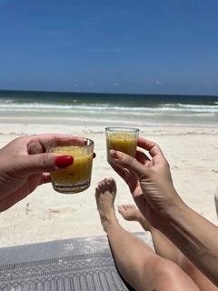 Complimentary frozen ginger juice shots on a hot day!