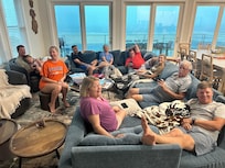 View of most of us gathered in the second level living room