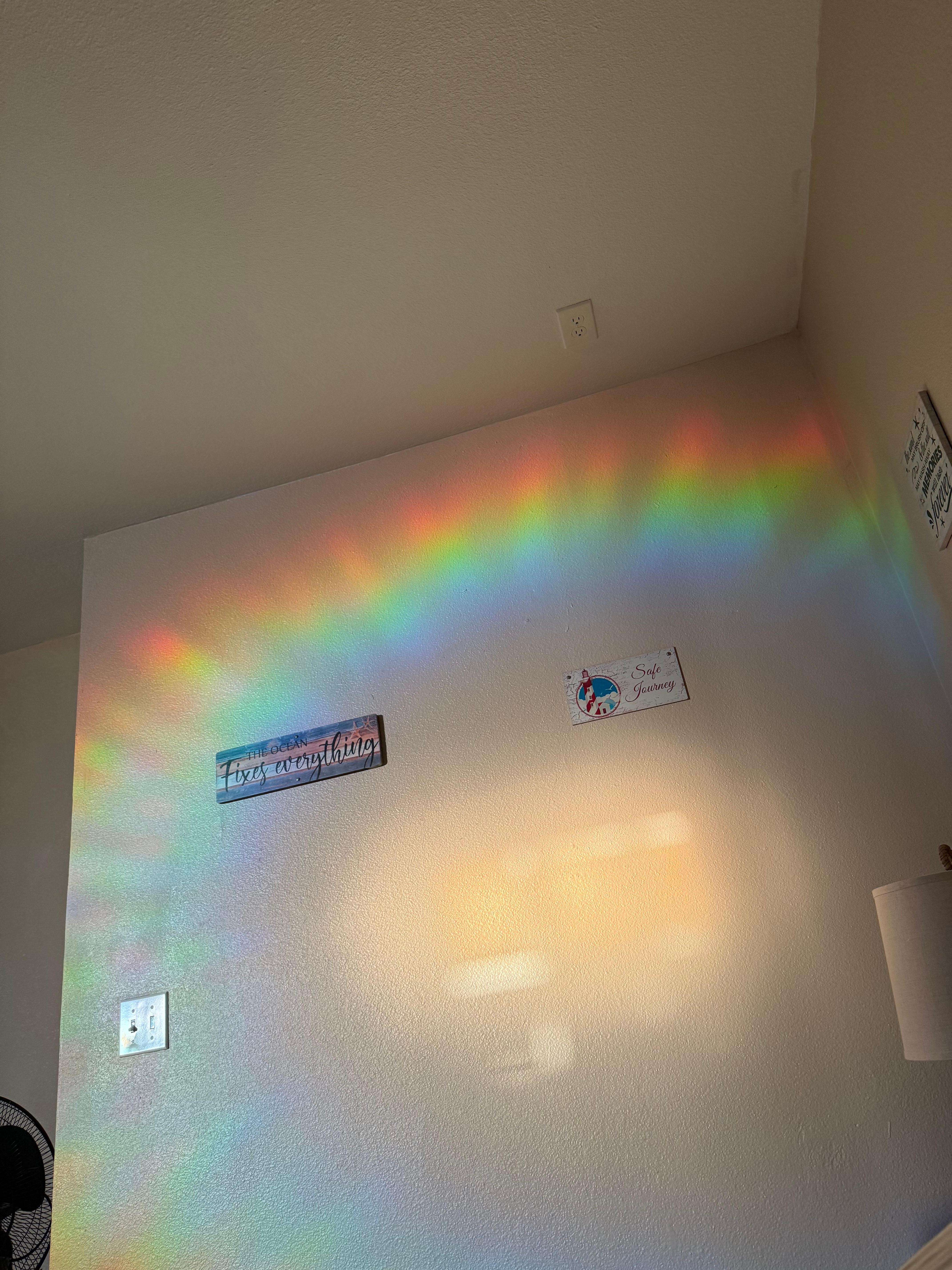 Wake up to a rainbow on the wall the morning of check out. 