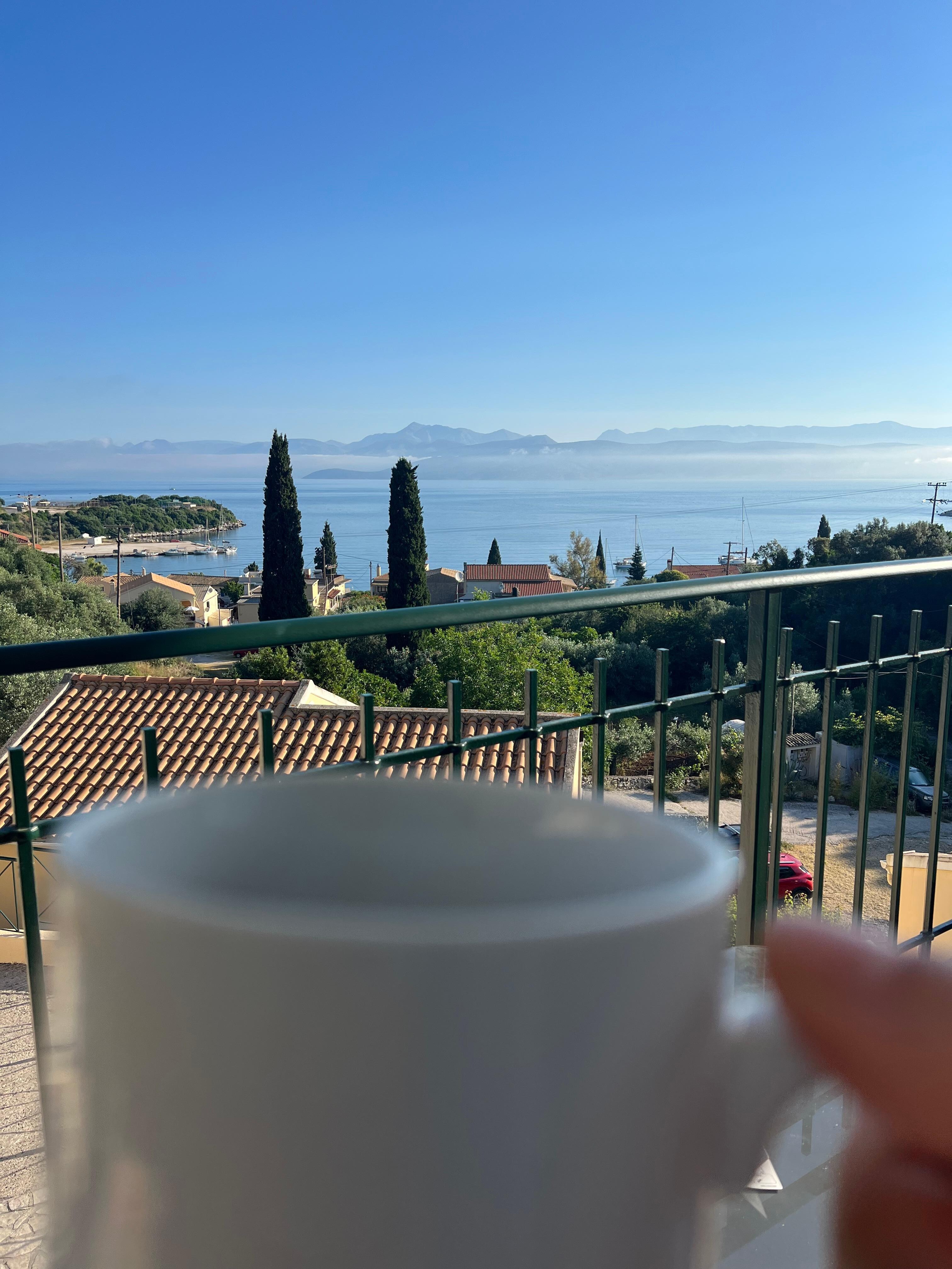 Coffee at sunrise from Villa Spiros.