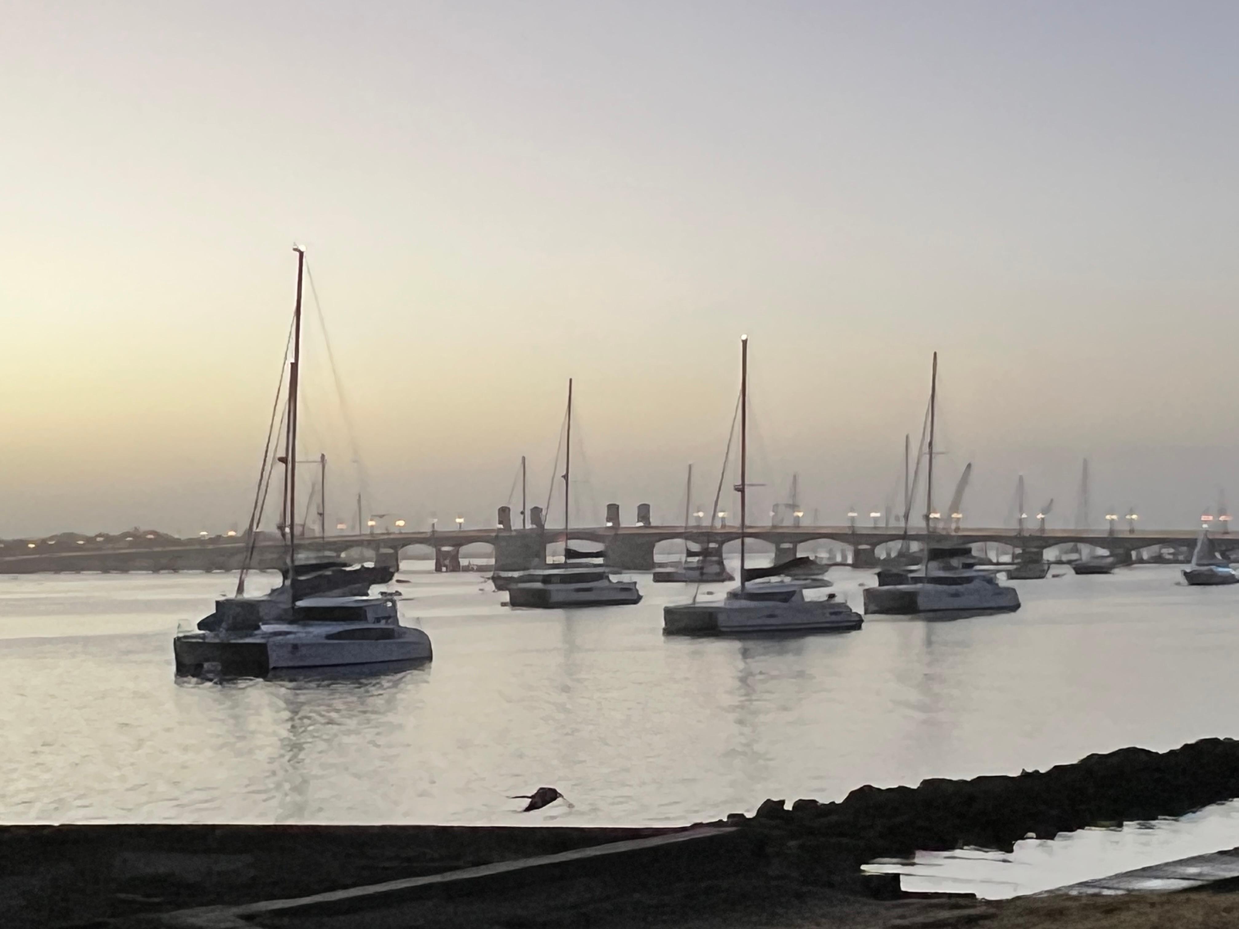 Mooring off the Bridge of Lions