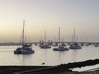 Mooring off the Bridge of Lions