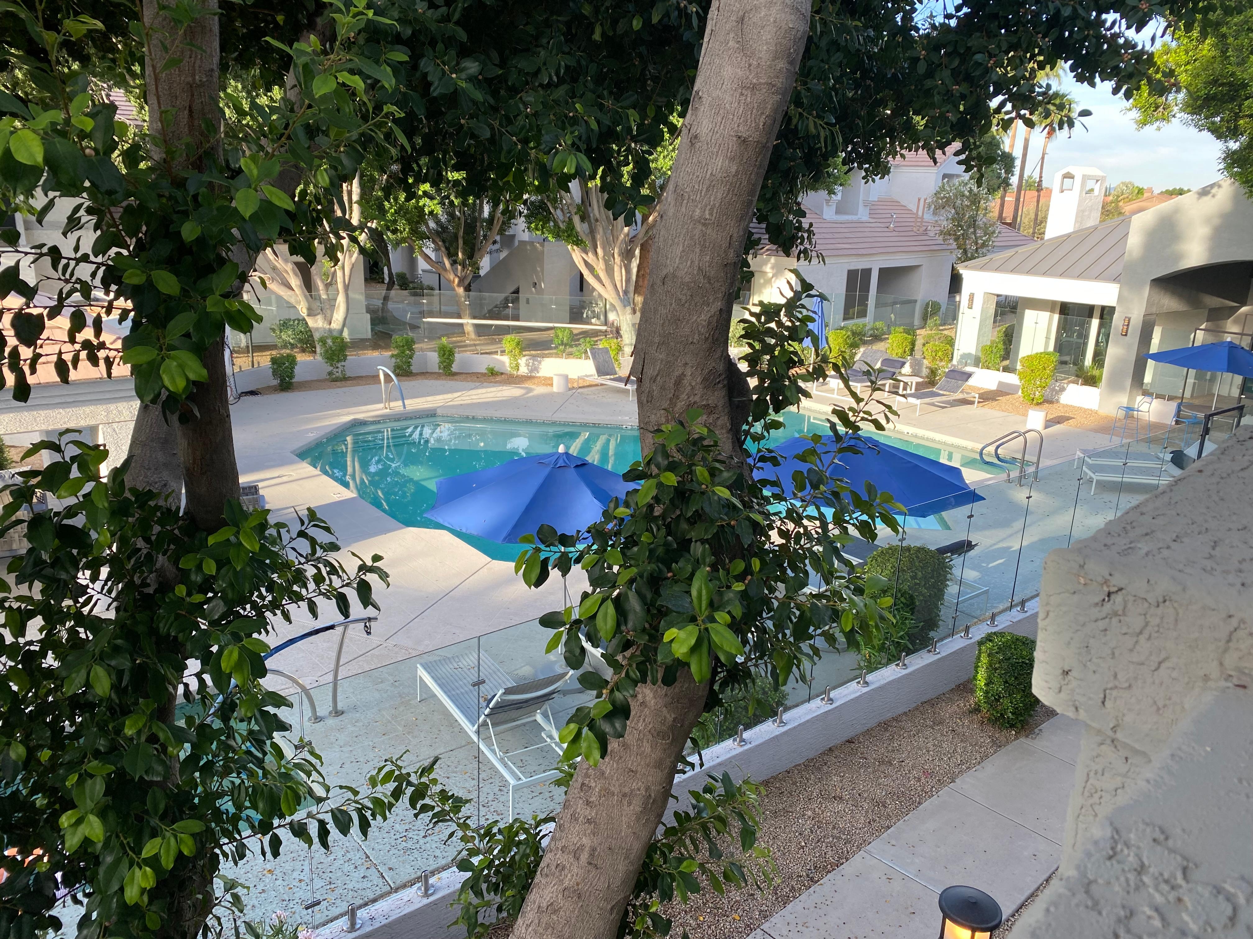 Right off the balcony. 