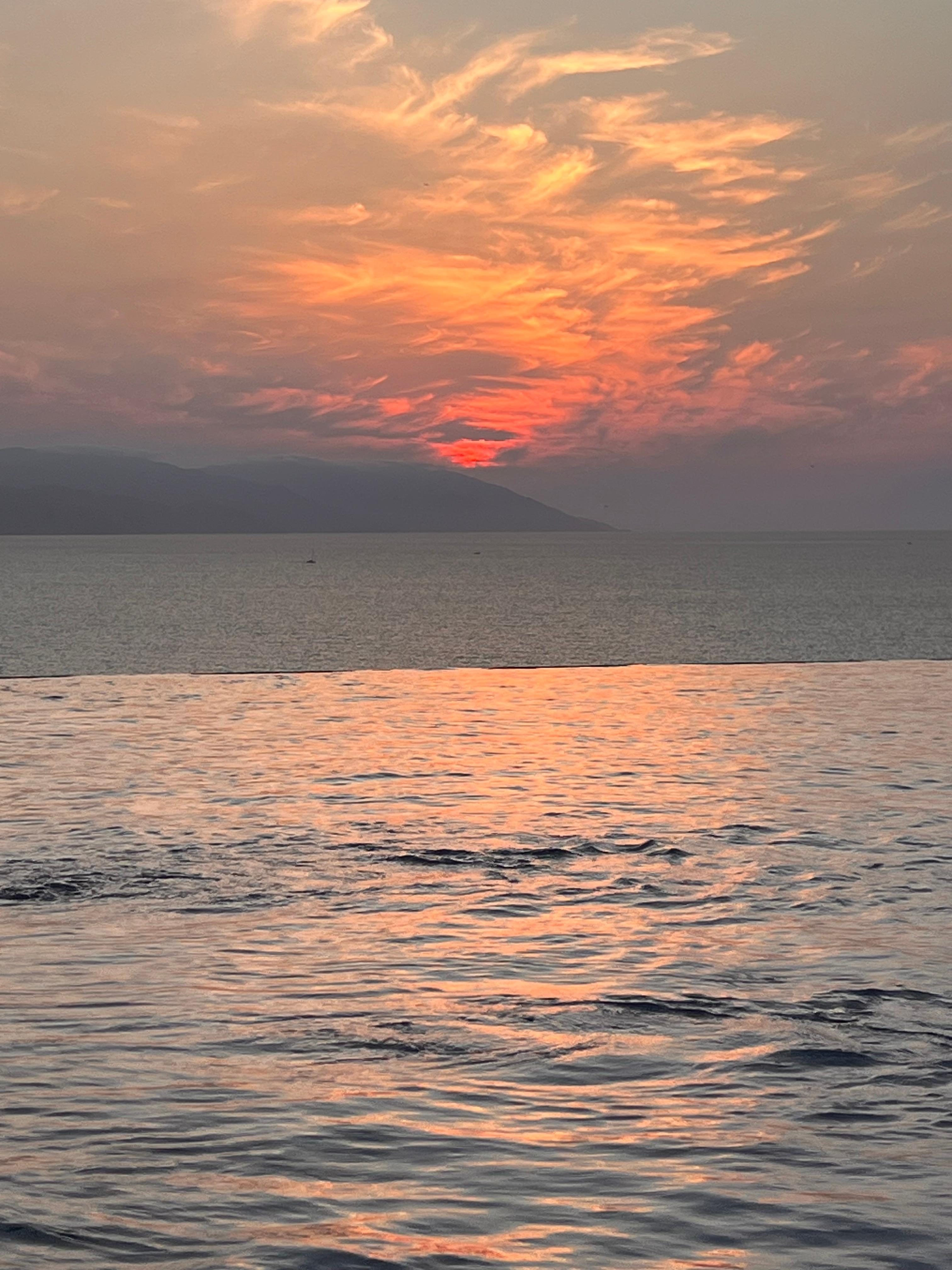 View at night from rooftop pool