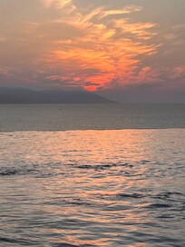 View at night from rooftop pool