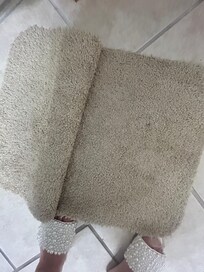 Old dirty rug in downstairs bathroom