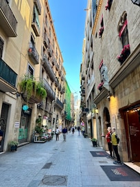 Street behind the hotel with shopping and restaurants