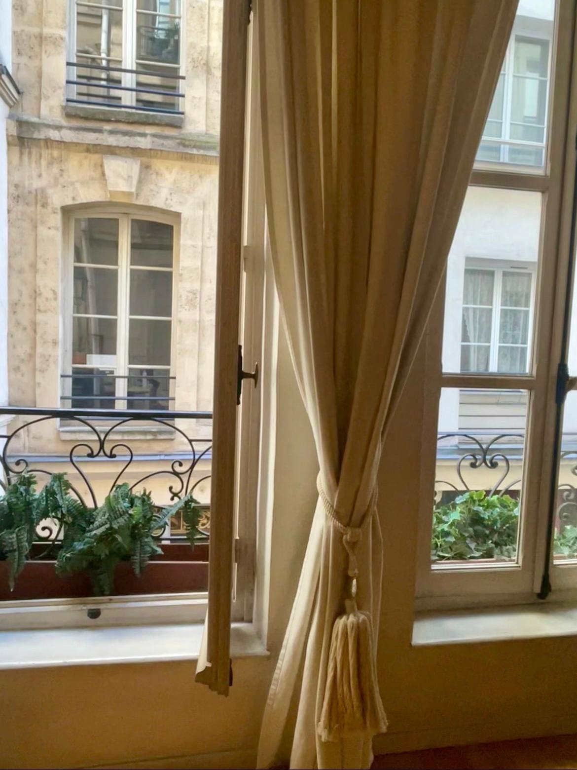 View from the living room, French doors