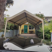 Front of cottage, with private driveway.
