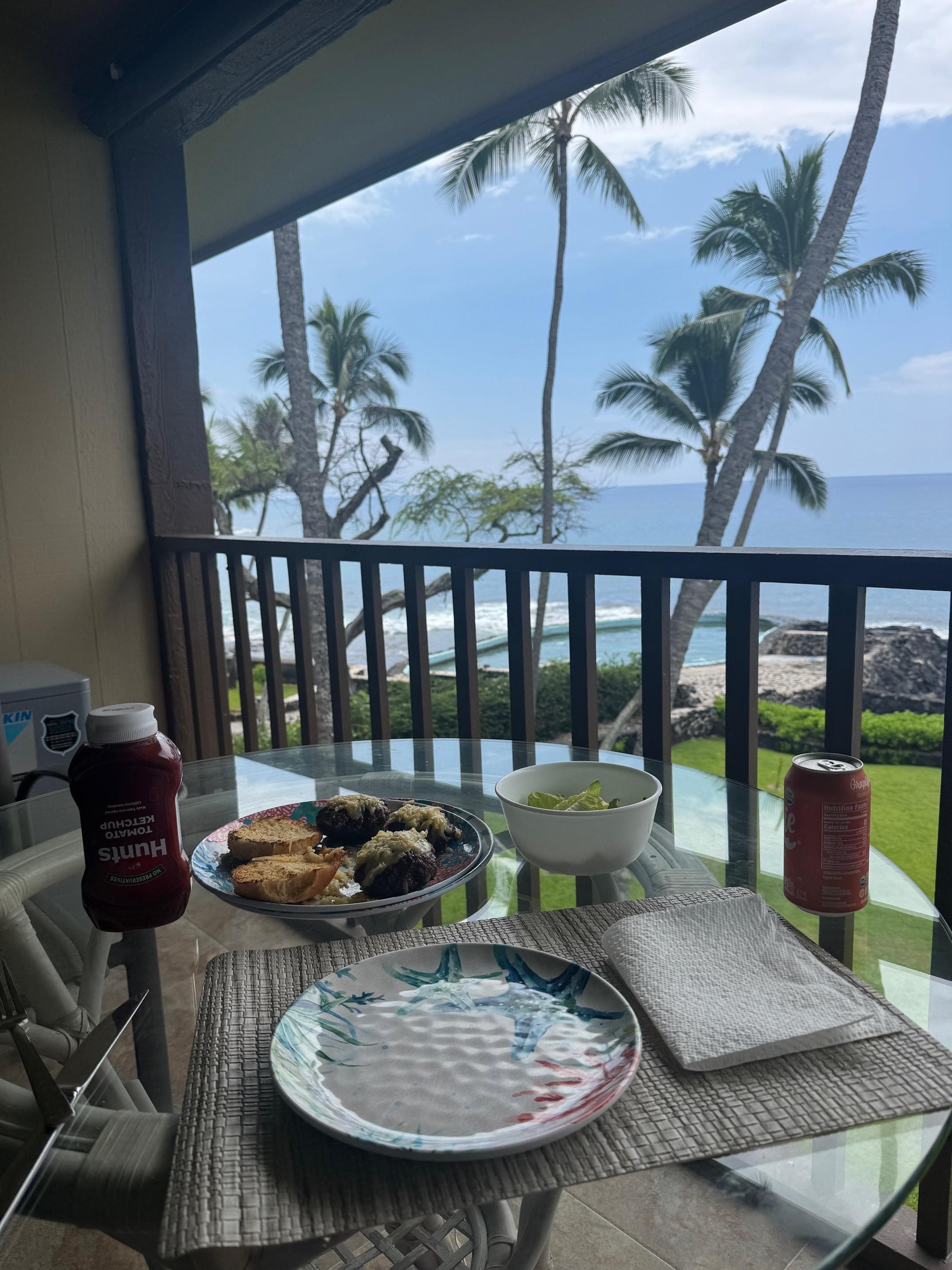 Burgers on the lanai