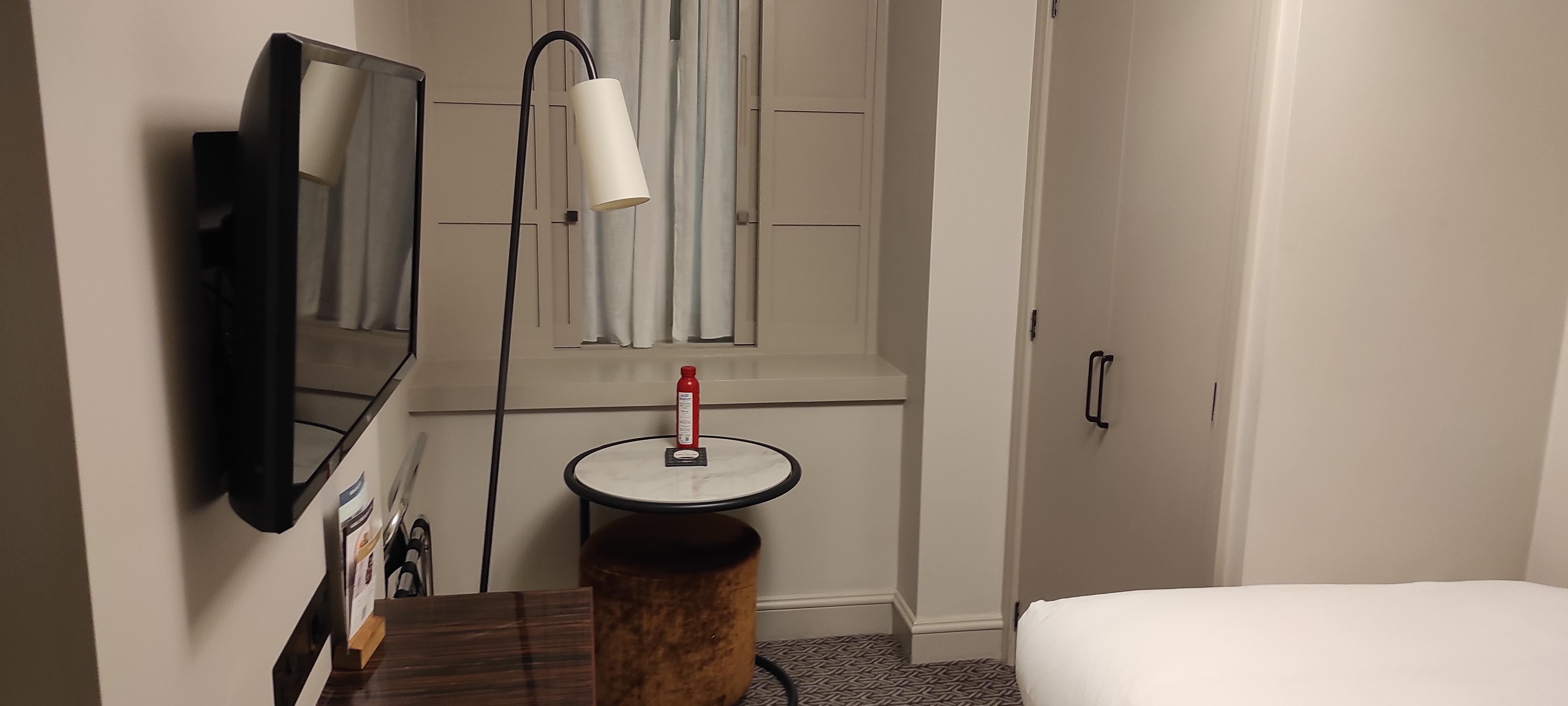 Narrow but functional bedroom