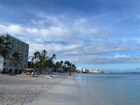 Palm Beach looking south towards Playa Linda/Hyatt, Barcelo,
