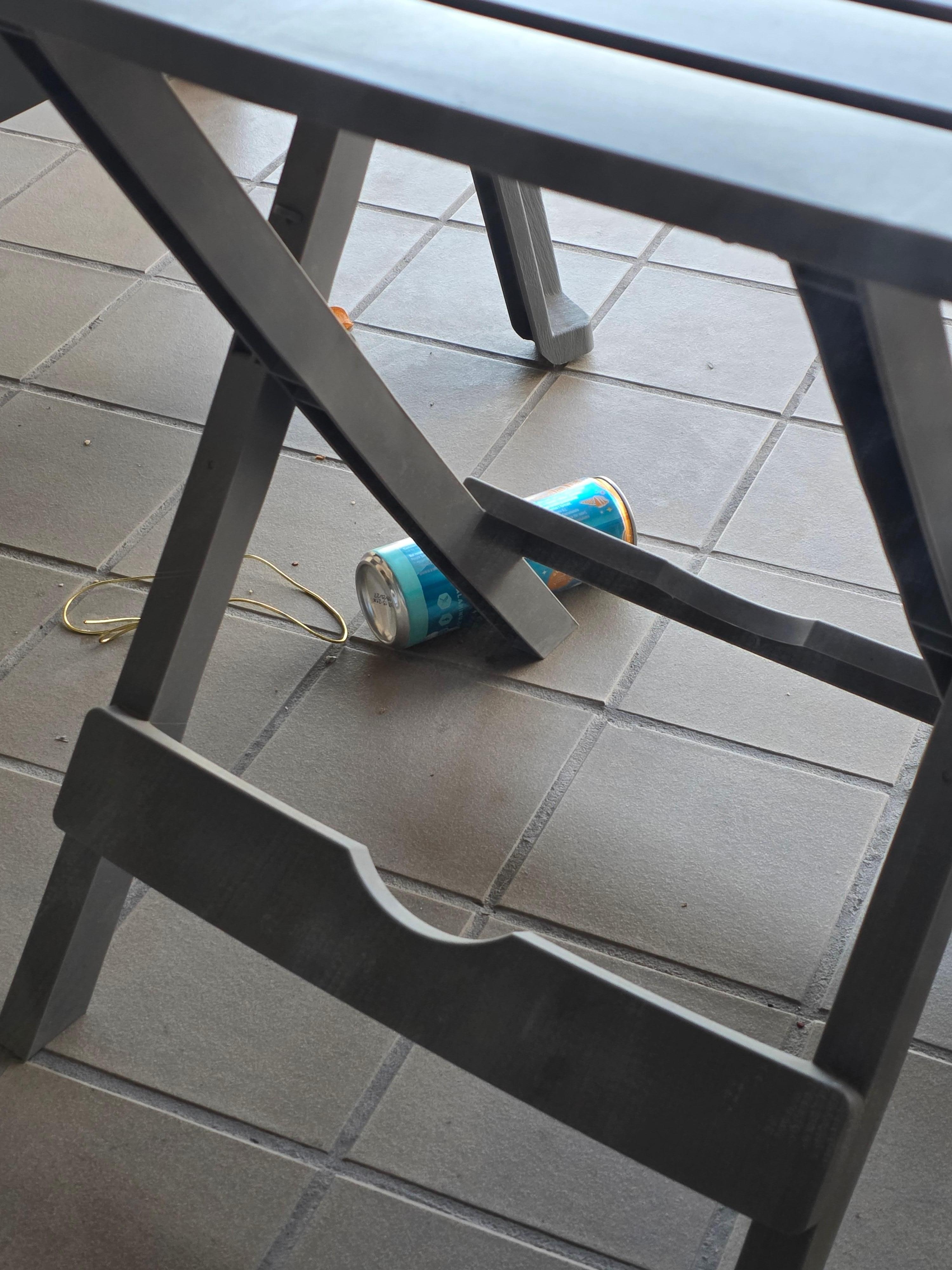 Trash on the balcony.