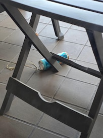 Trash on the balcony.