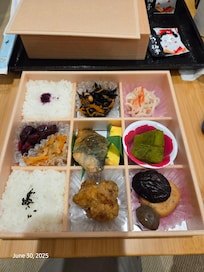 Traditional Japanese breakfast, not our favorite
