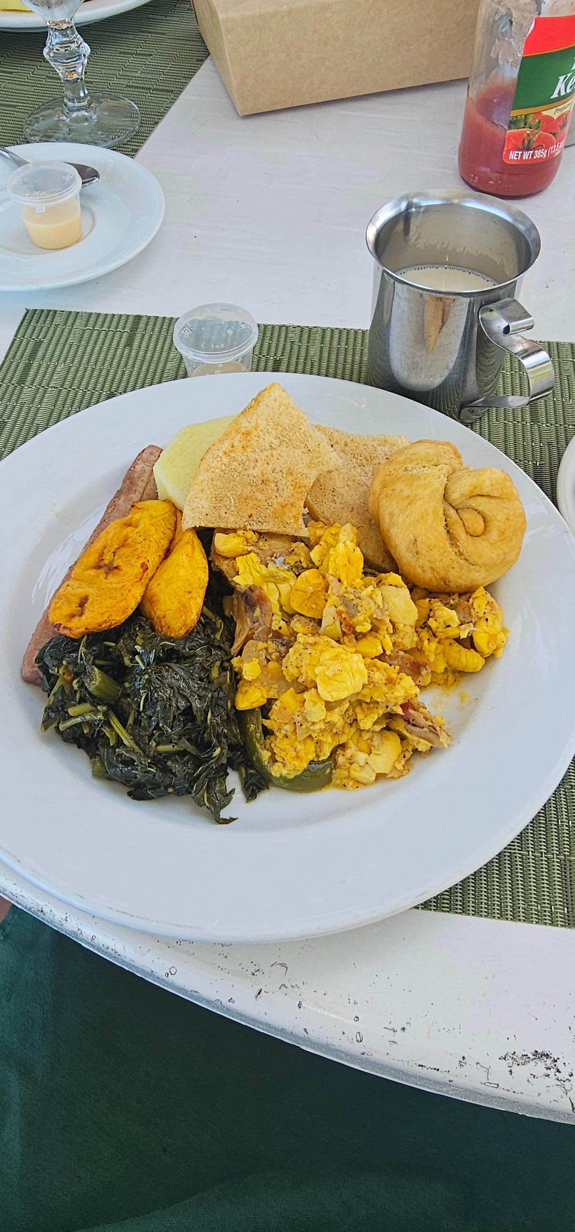 Delicious Jamaican breakfast each morning.