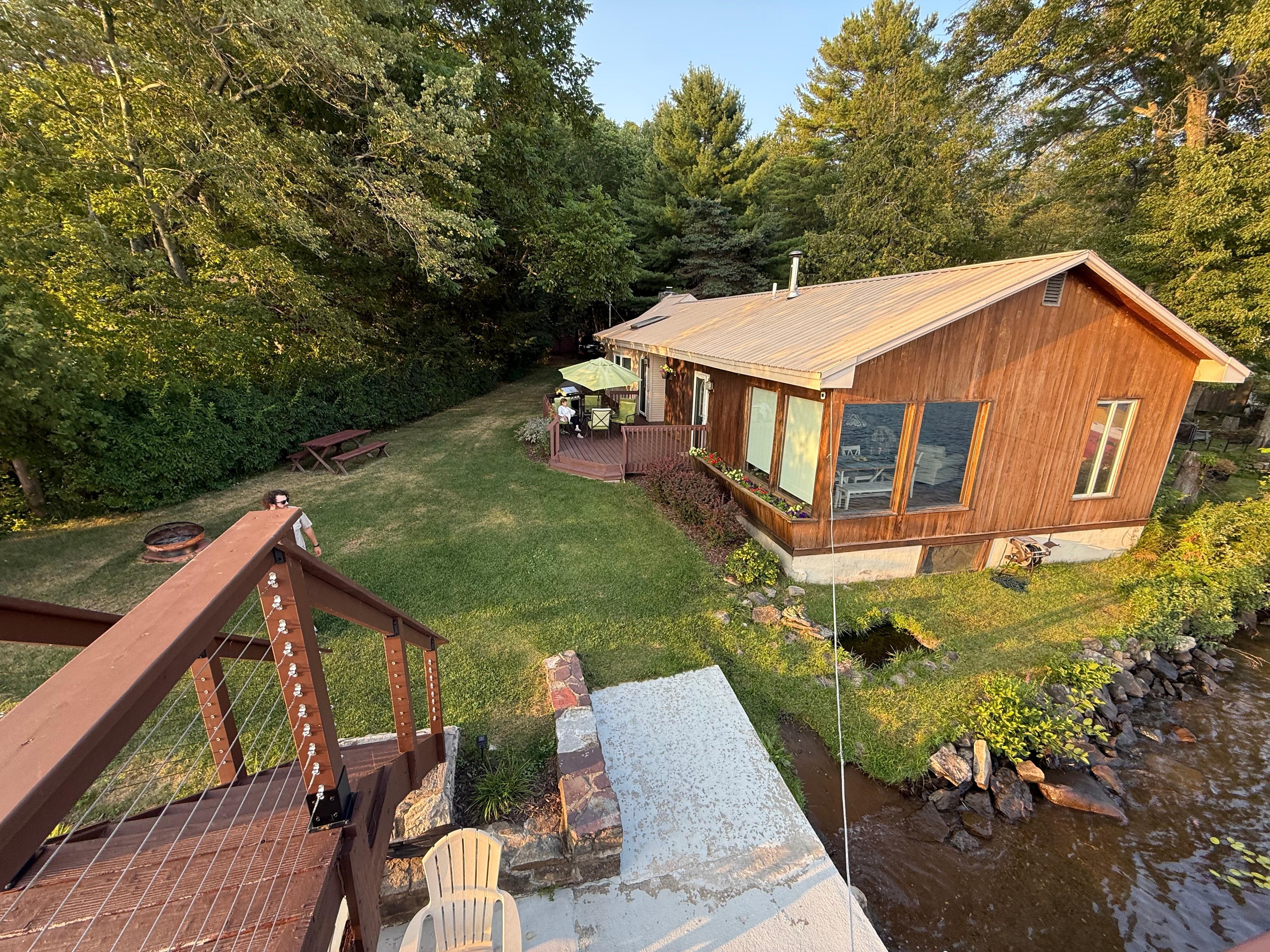 House from boathouse deck. 