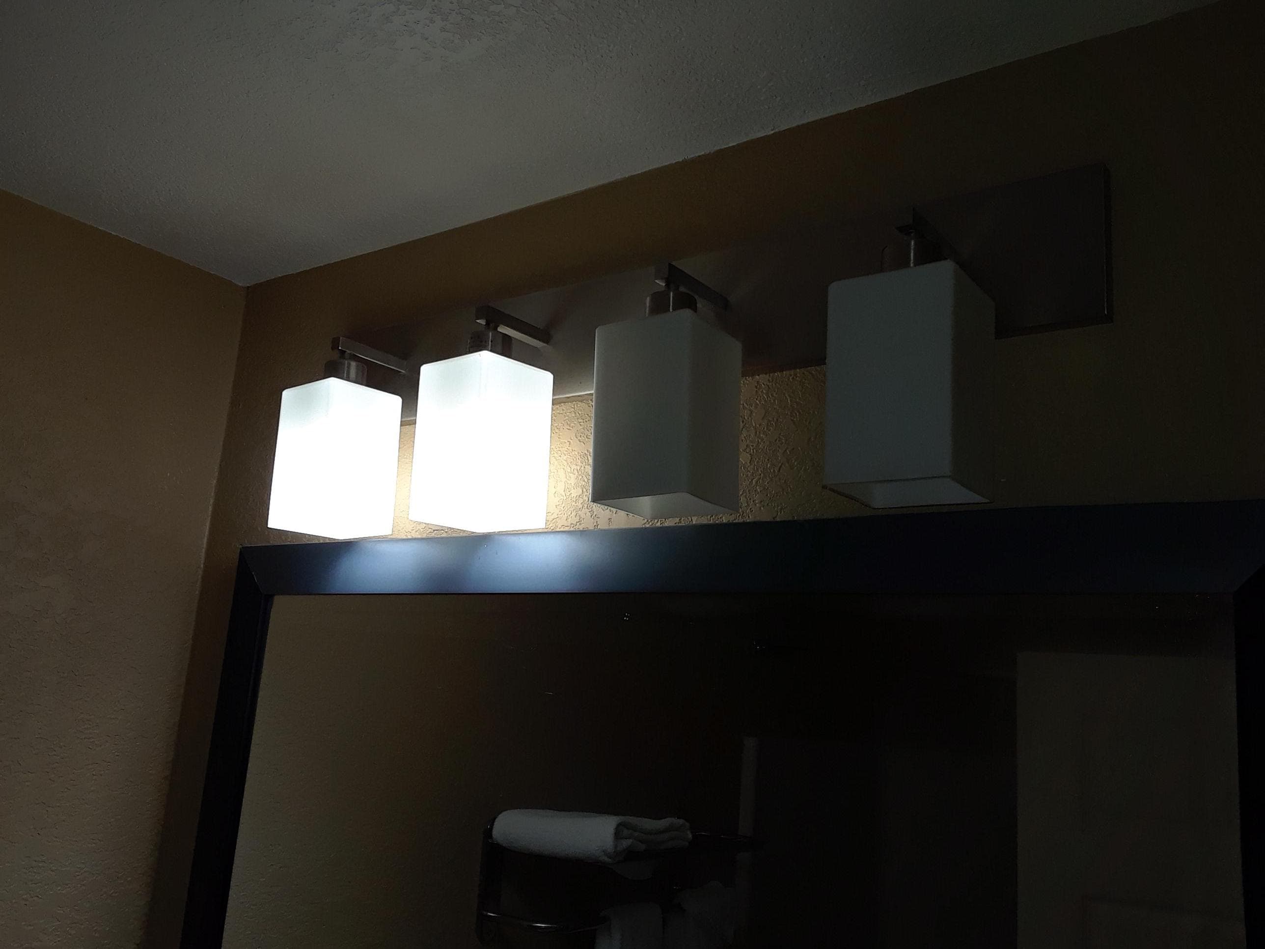 Blown lightbulbs in bathroom