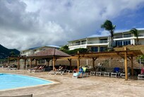 Pool area with shaded area