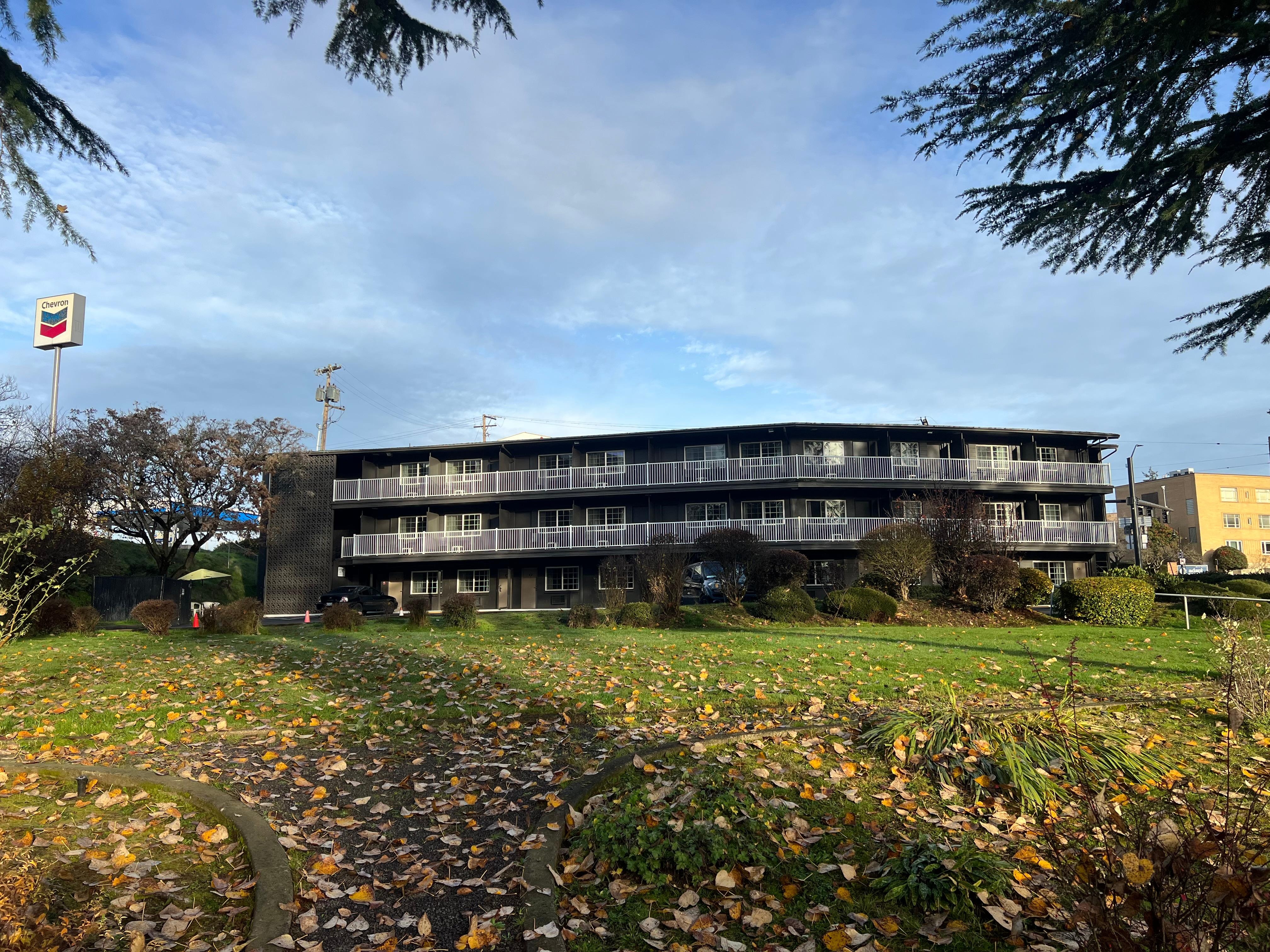 From the walking trails looking at the building