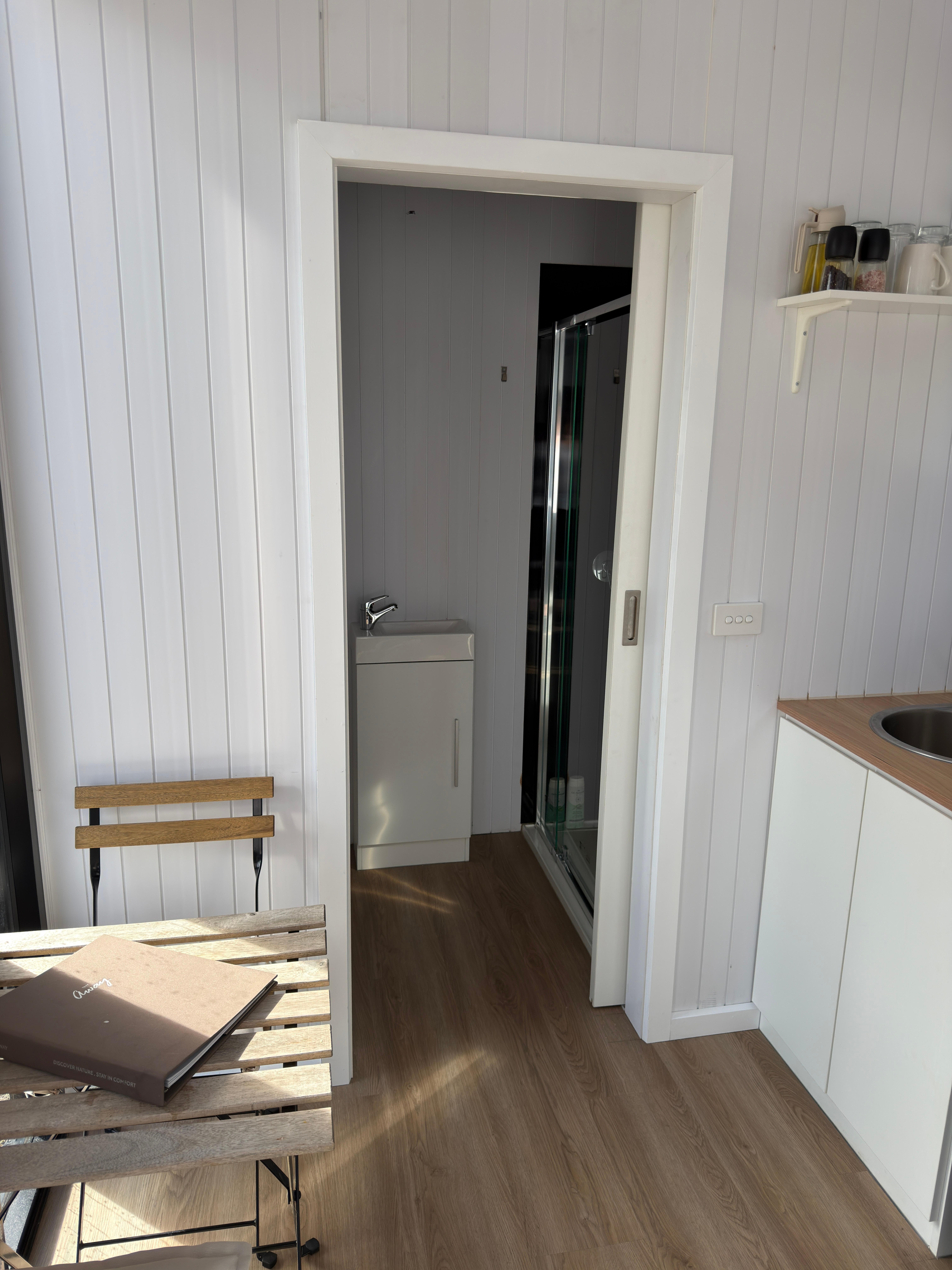 Kitchen into bathroom