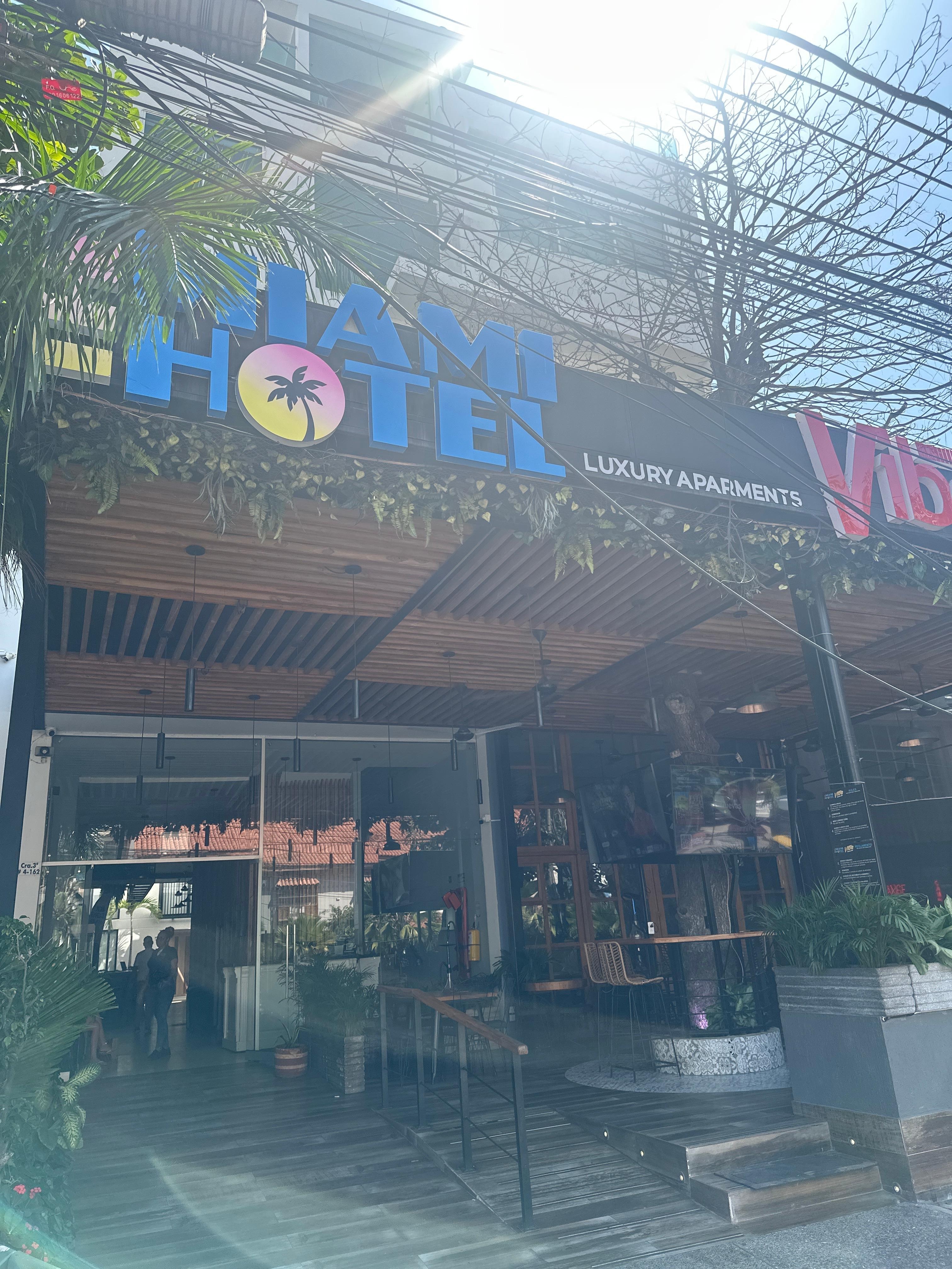 Front of hotel sports bar hookah lounge indoor and outdoor seating catch all your favorite sports games here 