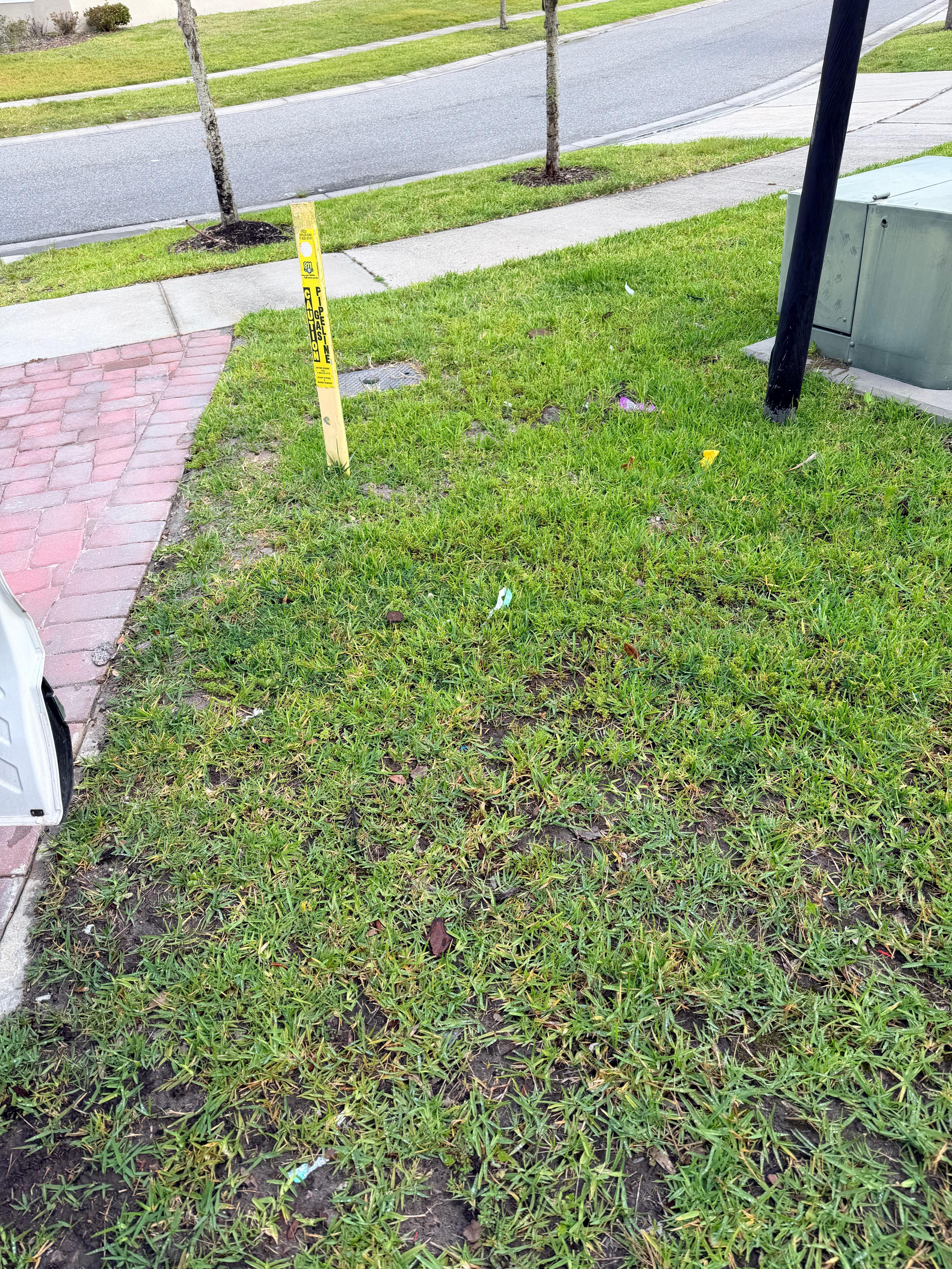 Trash still visible in the yard as we were leaving. 