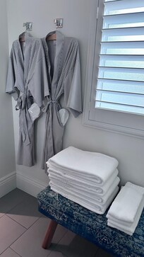 Bathrobes, slippers & towels