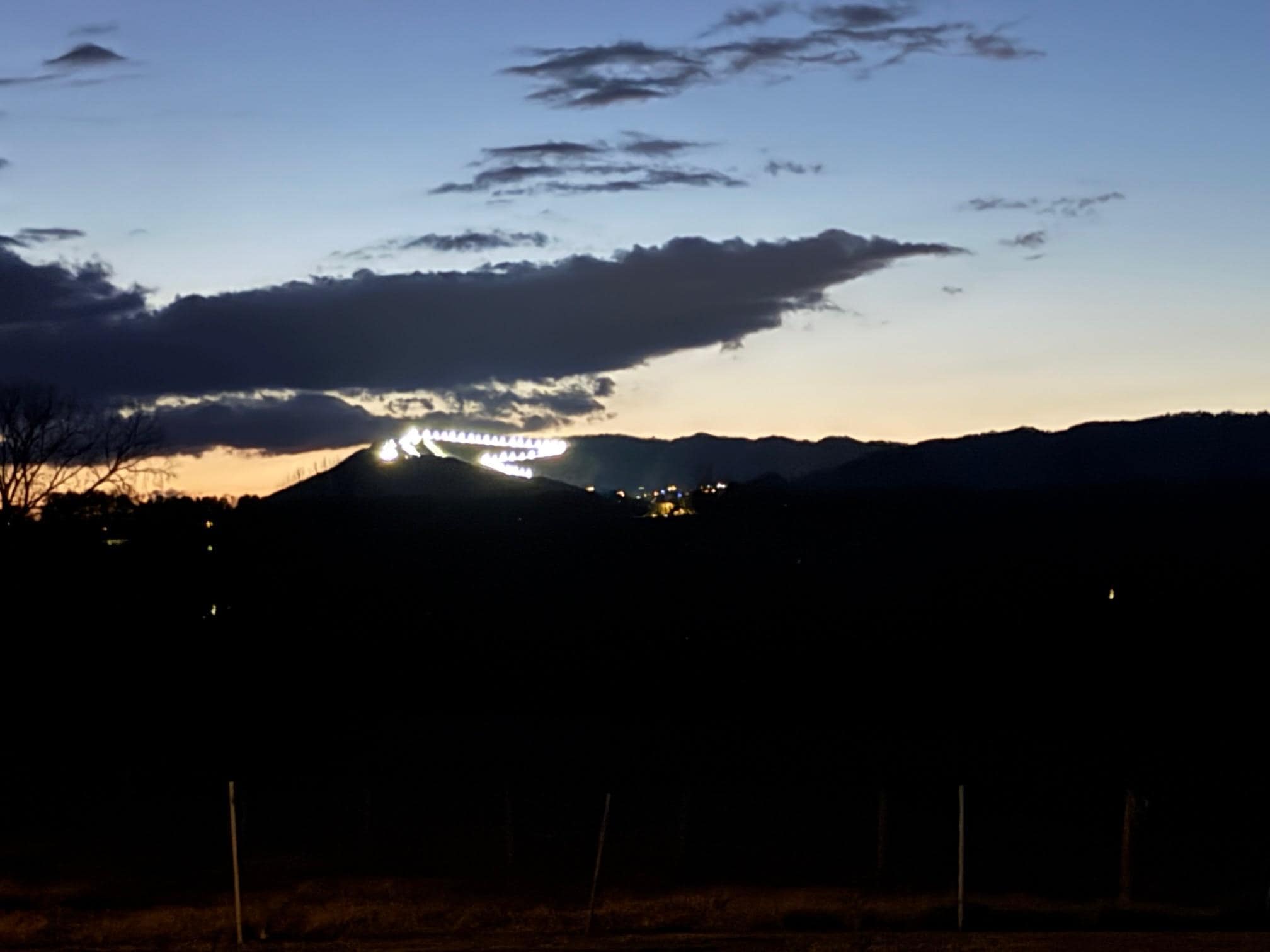View of Massanutten at night from front porch