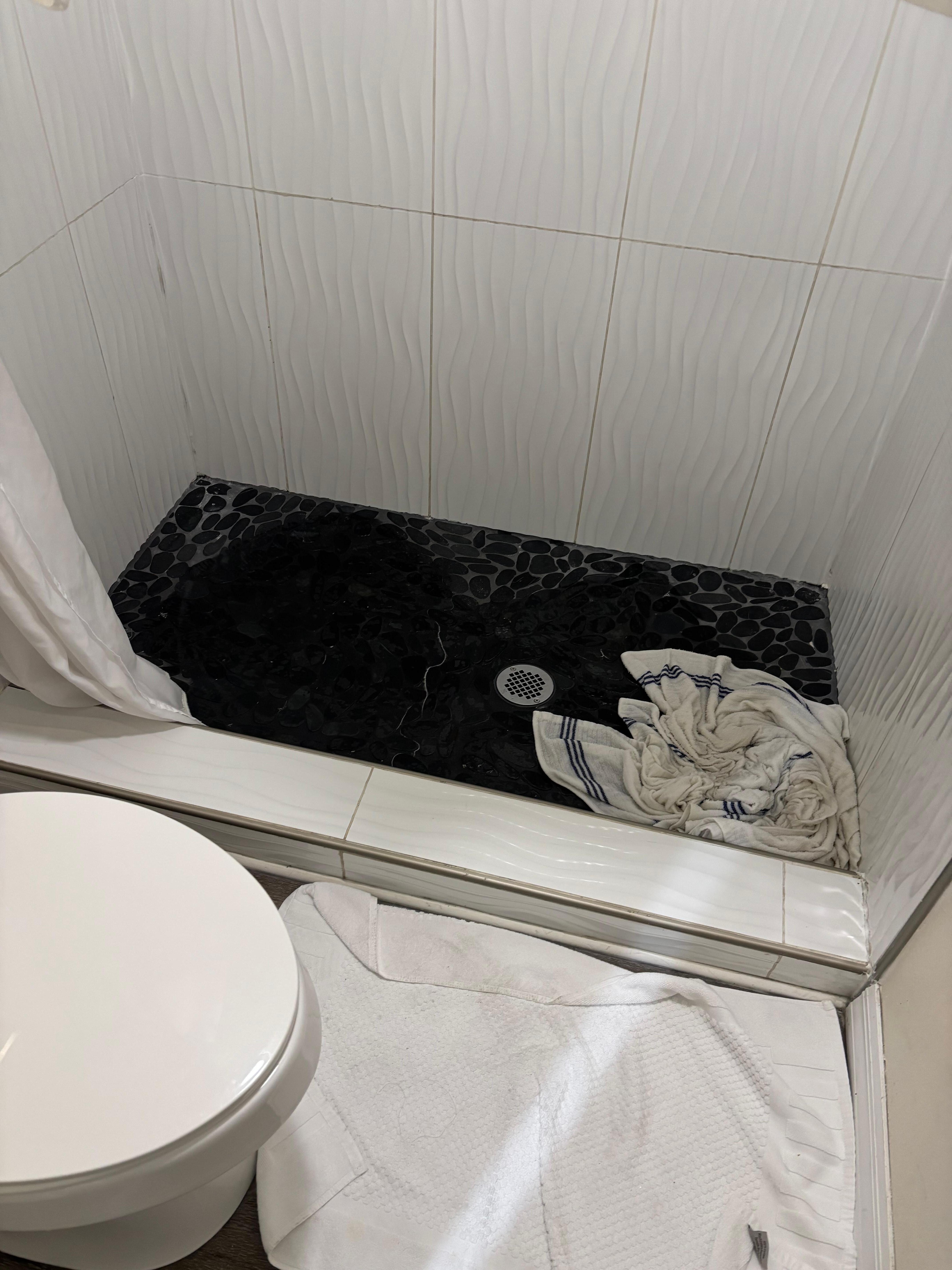 Tub had towels in it.