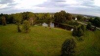 Aerial view of the pond, Toby and Scarlet