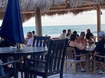 Tiki hut before sunset