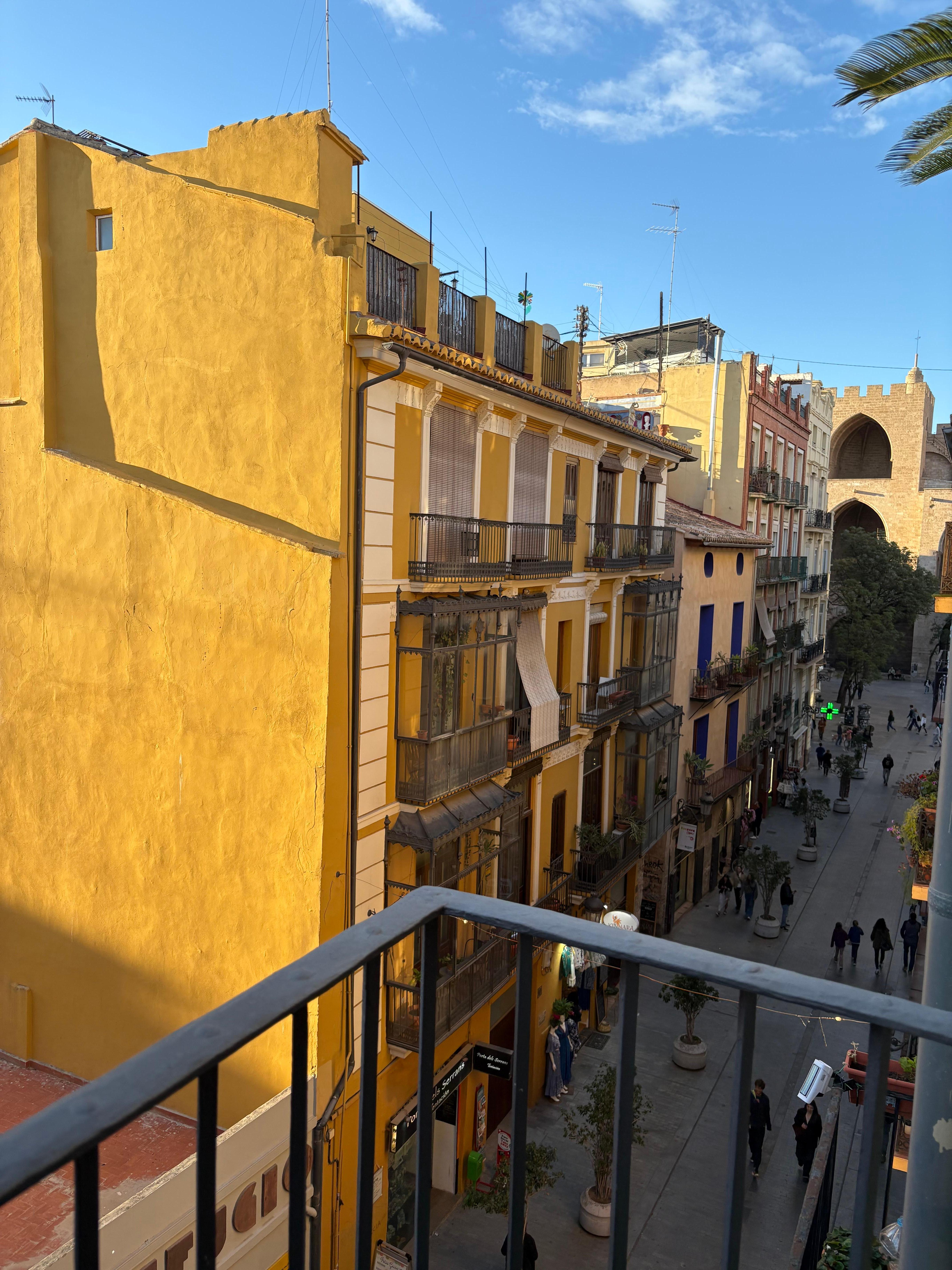 View from the balcony to the city gate.