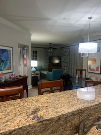 Spacious living area with pull out bed