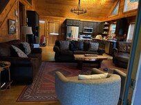 Floor level kitchen and living room view