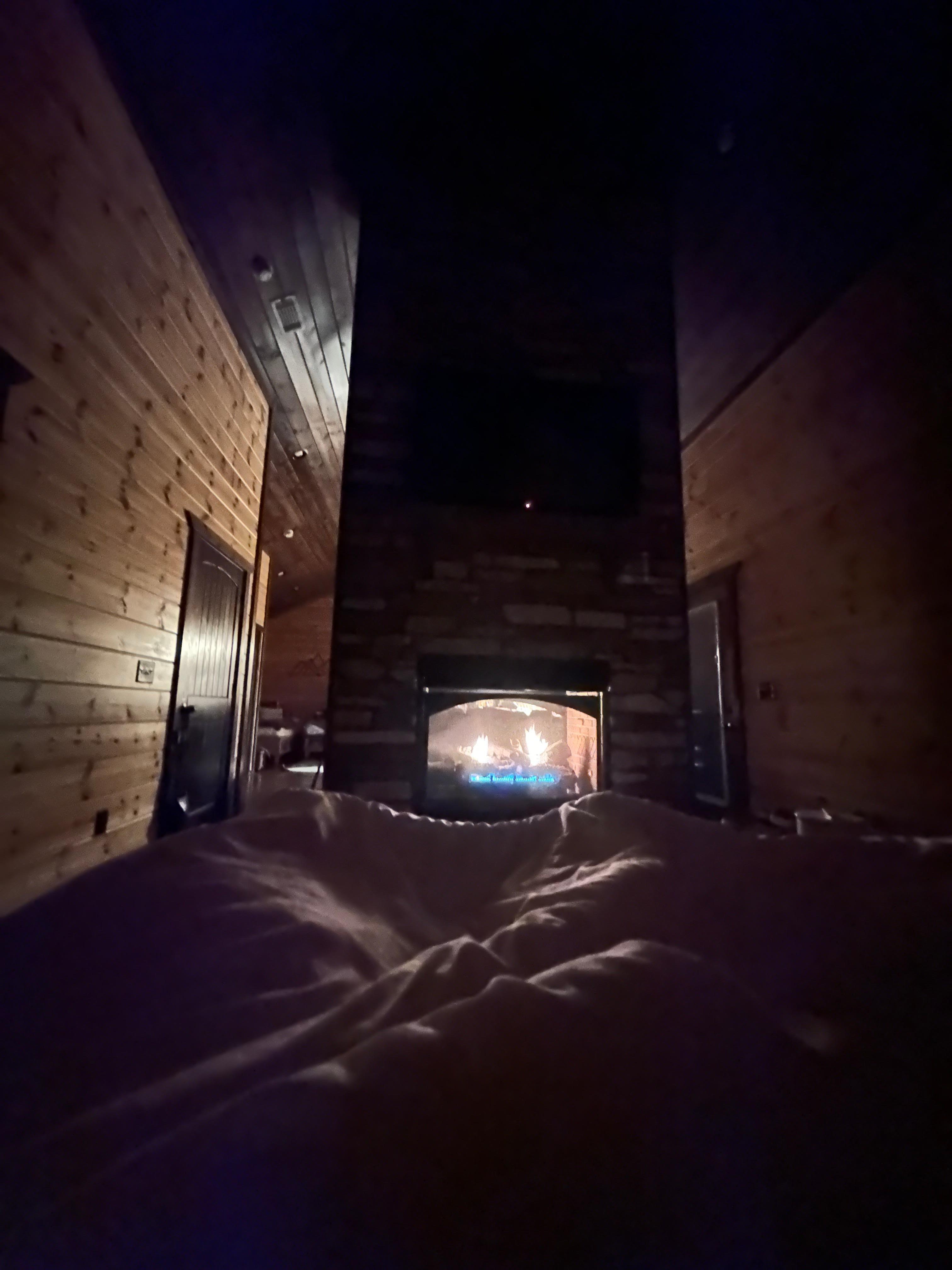 Inside fireplace from the master bed