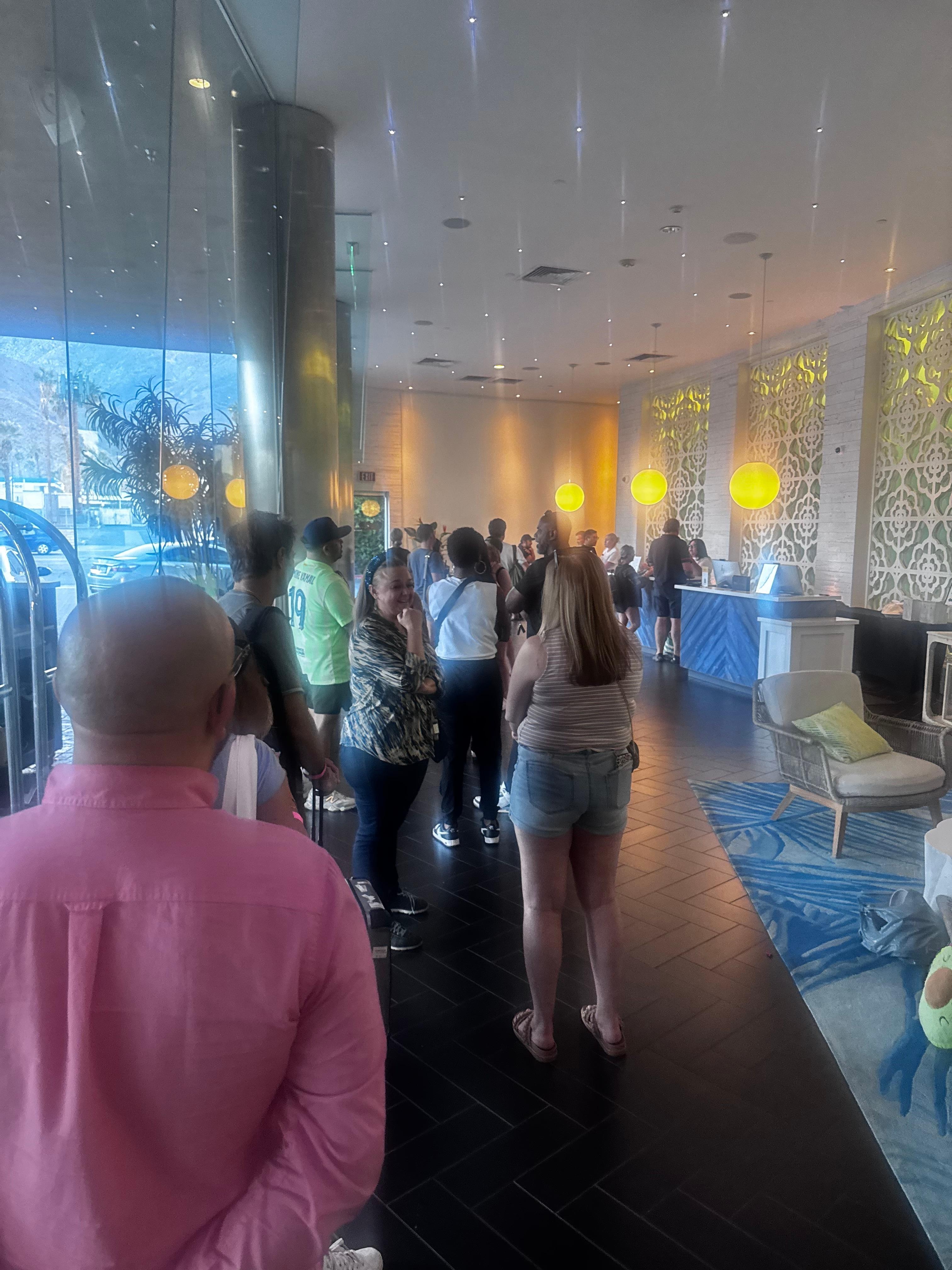 Long line to check in 