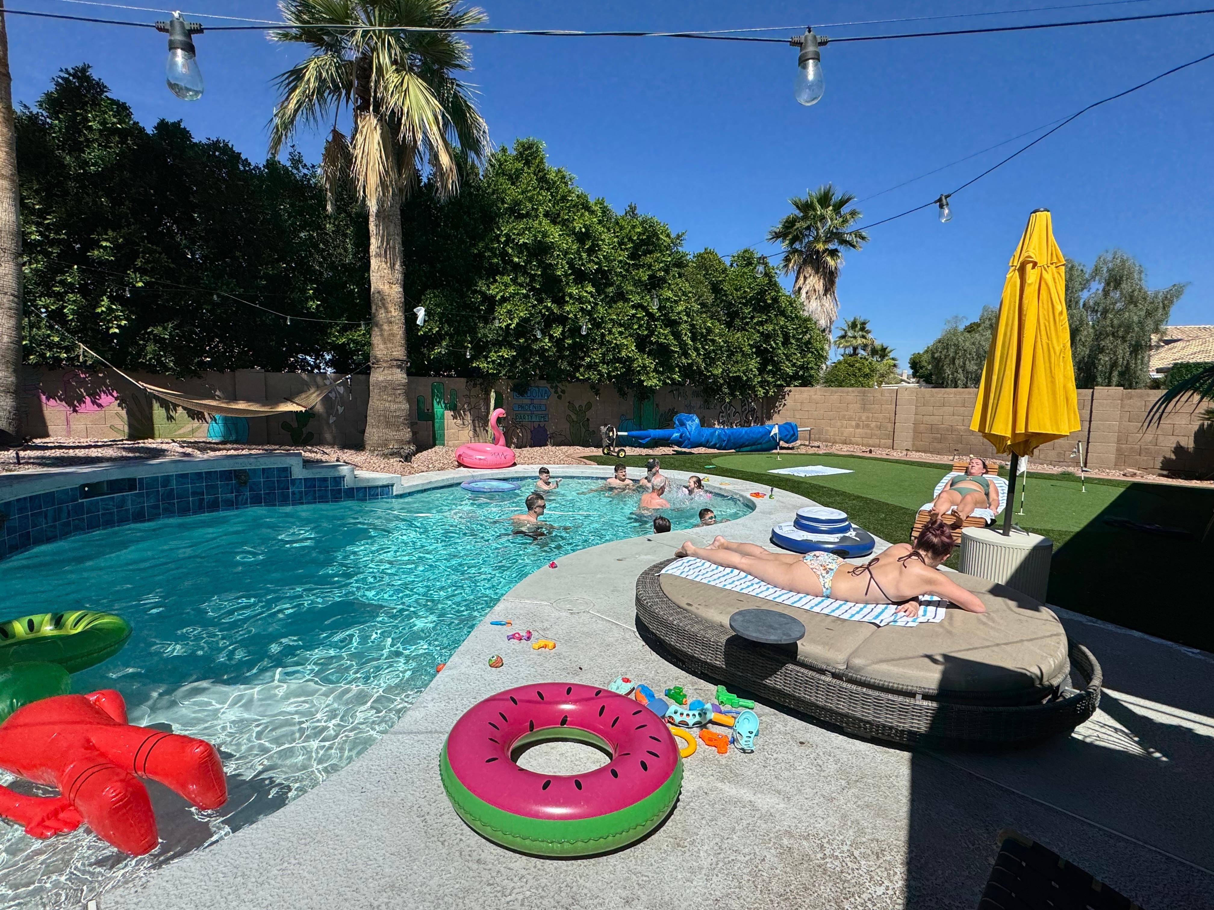 Relaxing by the pool. 