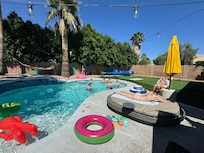 Relaxing by the pool.