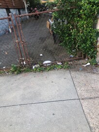 Alcohol bottles and trash upon entry.
