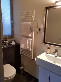 Salle de douche trĂšs fonctionnelle