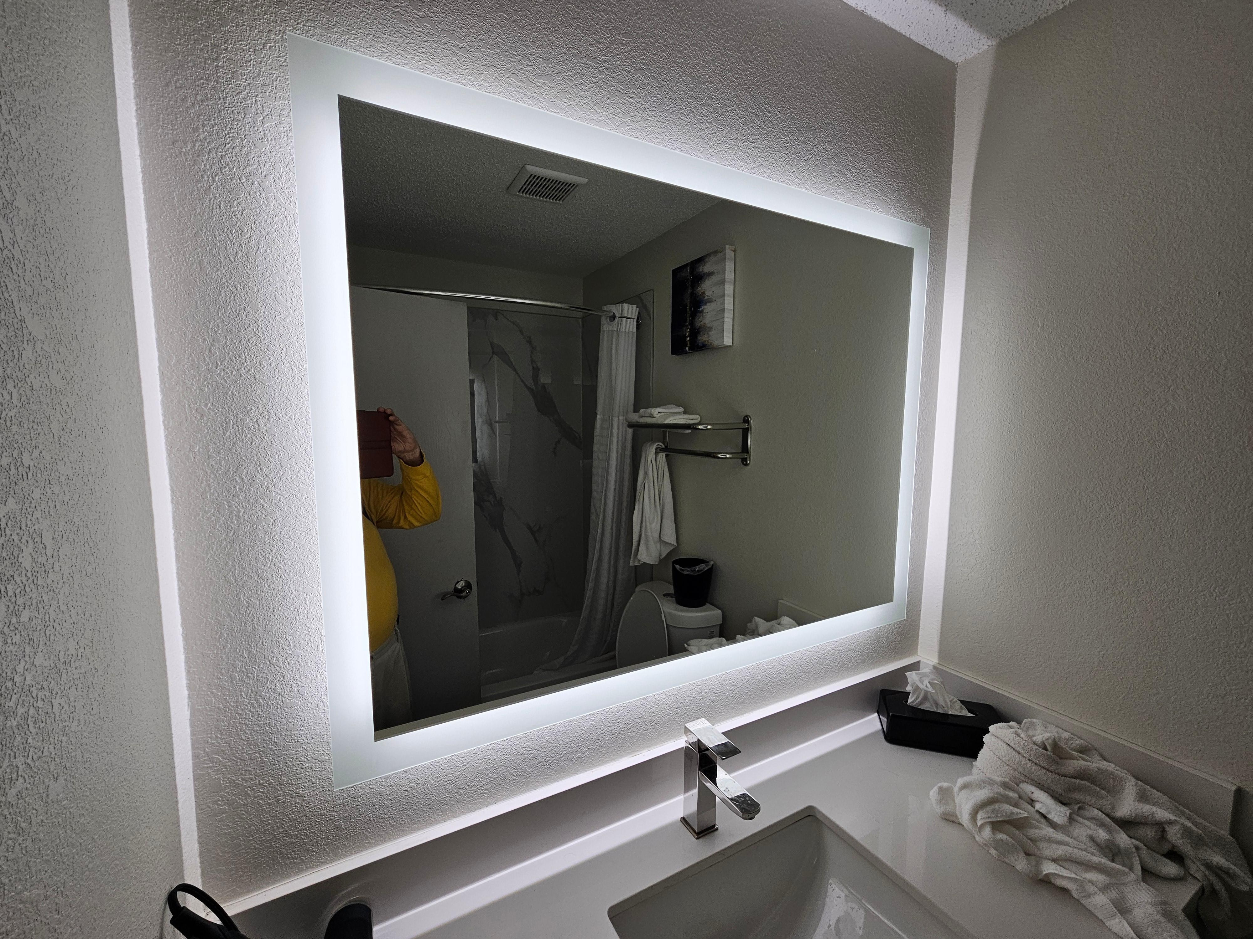 I loved this lighted, heated bathroom mirror. The middle doesn't fog over when you are taking a hot shower.