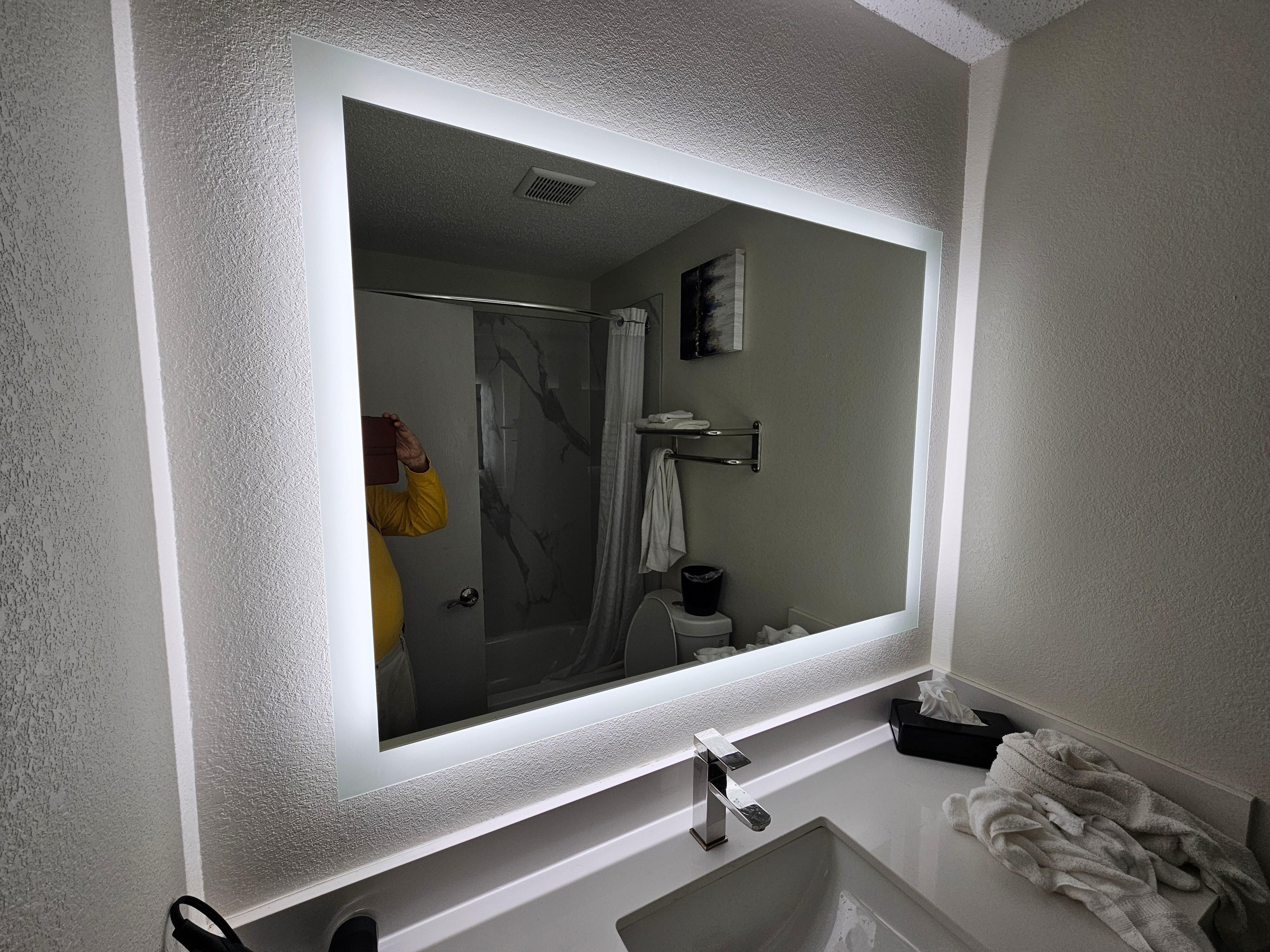 I loved this lighted, heated bathroom mirror.  The middle doesn't fog over when you are taking a hot shower.