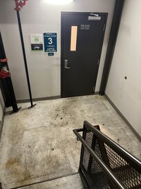 Filthy stairwell- required to use because elevator was down