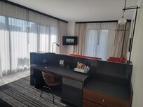 The view beyond the foyer entrance looking into the room.