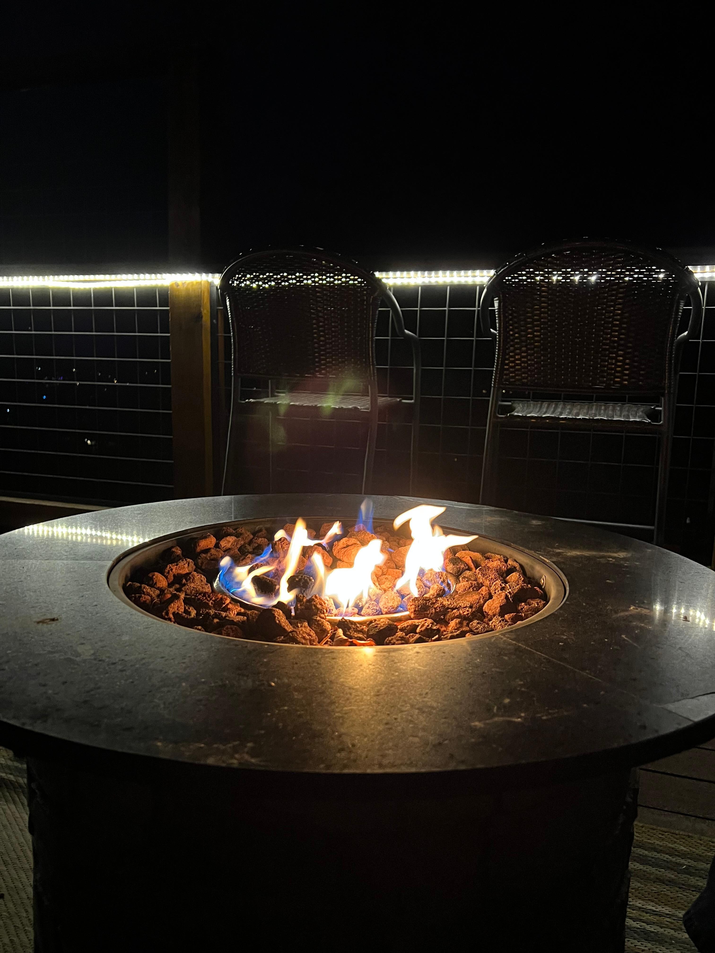 The fire pit beside the hot tub was a great place to gather or just relax