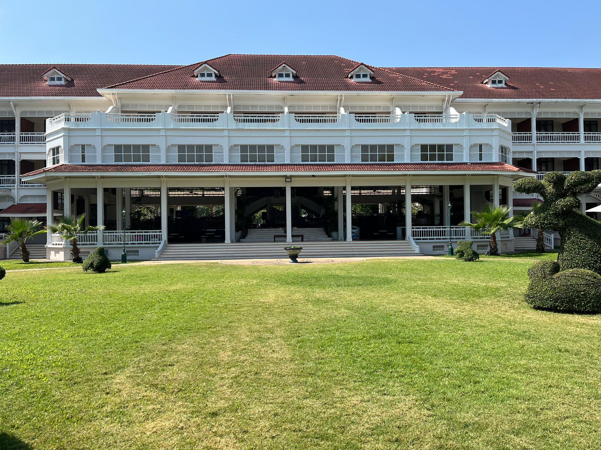 The hotel has expansive grounds.